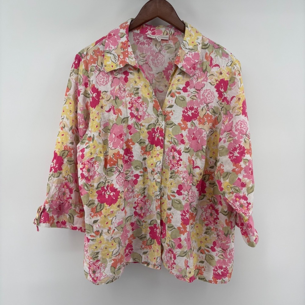 JM Collection Linen Floral‎ Blouse 18W
